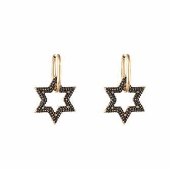 Oorbellen E1729-2 hoop star black stones - Day&amp;Eve 