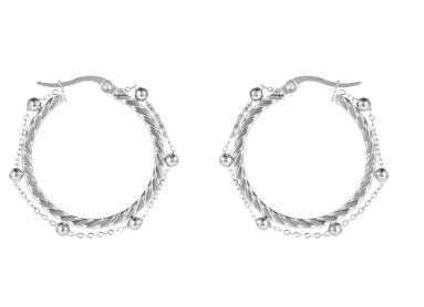 Oorbellen E2787-1 hoop ball chain zilver - Day&amp;Eve