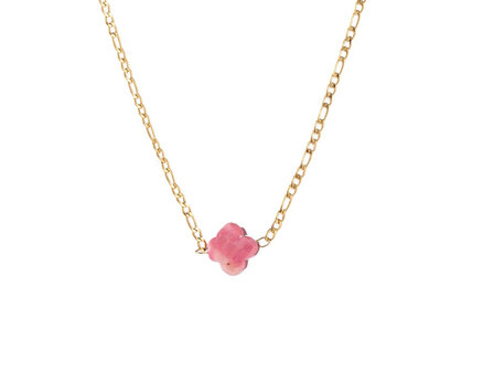 Ketting N2826-5 stone clover pink goud - Day&amp;Eve