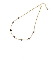 Ketting N2342-5 seven flowers black goud - Day&amp;Eve