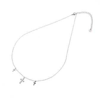 Ketting N2818-1 enamel crosses zilver - Day&amp;Eve 