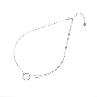 Ketting N2786-1 twisted circle zilver - Day&amp;Eve