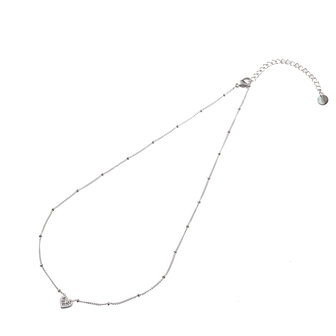 Ketting N3242-1 sparkly heart silk zilver - Day&amp;Eve 