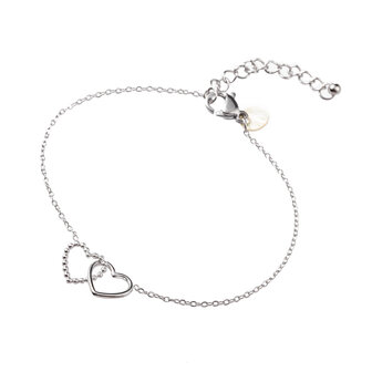 Armband B3298-1 double heart zilver - Day&amp;Eve 