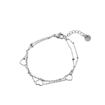 Armband B3203-1 open hearts zilver - Day&amp;Eve