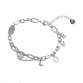 Armband B3232-1 love charms zilver - Day&amp;Eve