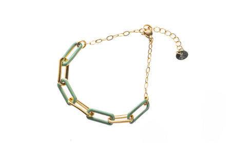 Armband B2822-5 Enamel chain link sage goud - Day&amp;Eve 