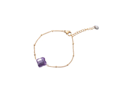 Armband B2826-6 stone clover amethyst goud - Day&amp;Eve