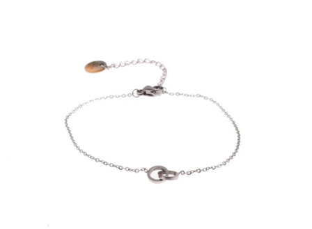 Armband B8813-1 double circle small zilver - Day&amp;Eve