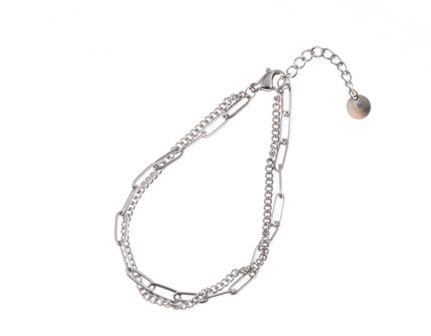 Armband B1251-1 double chain zilver - Day&amp;Eve