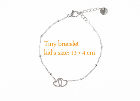 Armband TB1327-1 tiny bracelet double heart zilver - Day&amp;Eve 