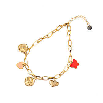 Enkelbandje A3238-2 charms goud - Day&amp;Eve 