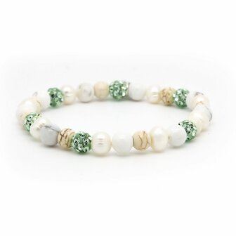 Armband Spiral Bright leaf green crystal XS - Karma