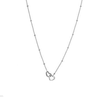 Ketting N1327-1 double heart zilver - Day&amp;Eve 