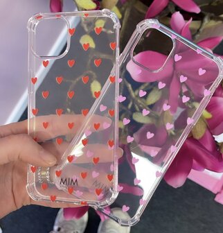 Telefoonhoesje hearts pink gel case - Mim Amsterdam