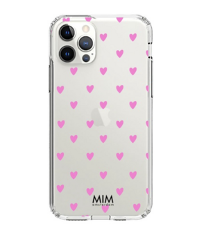 Telefoonhoesje hearts pink gel case - Mim Amsterdam