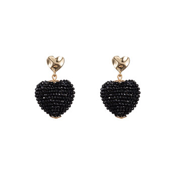 Oorbellen E3510-1 Beads heart black - Day&amp;Eve 