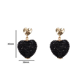 Oorbellen E3510-1 Beads heart black - Day&amp;Eve 