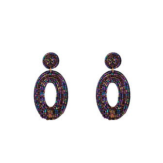 Oorbellen E3564-2 Seed bead oval earring purple - Day&amp;Eve