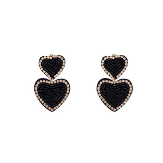 Oorbellen E3566-1 Seed bead heart earring black - Day&amp;Eve 