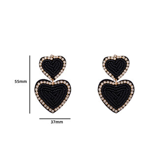 Oorbellen E3566-1 Seed bead heart earring black - Day&amp;Eve 