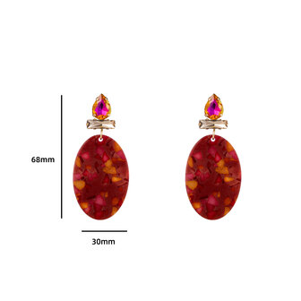 Oorbellen E3607-3 Stone and resin oval champagne/fucsia - Day&amp;Eve 