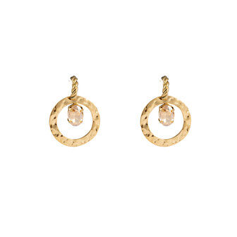 Oorbellen E3942-2 Stone earring champagne goud - Day&amp;Eve