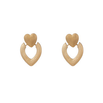 Oorbellen E3766-2 dangling heart earring goud - Day&amp;Eve 