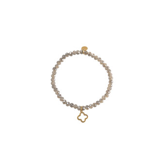 Armband B2950-34 open clover charm cloud grey - Day&amp;Eve 