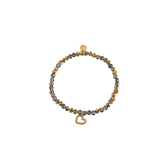 Armband B2950-45 open heart charm grey gold- Day&amp;Eve