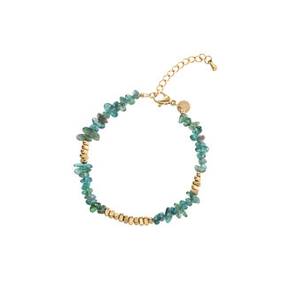 Armband B3870-5 rough stones dark green goud - Day&amp;Eve