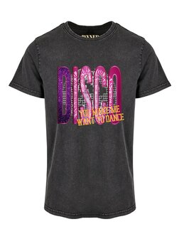 T-shirt Disco want to dance Washed Grey - Pinned by K