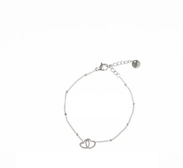 Armband B1327-1 double heart zilver - Day&amp;Eve