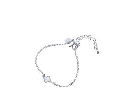 Armband TB3852-1 tiny bracelet lucky pearl leaf zilver - Day&amp;Eve 