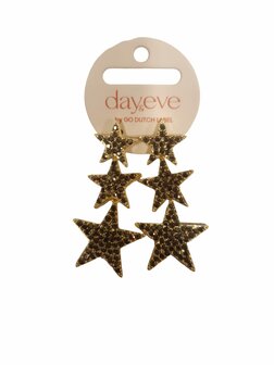 Oorbellen E2502-5 3 stars goud/zwart - Day&amp;Eve