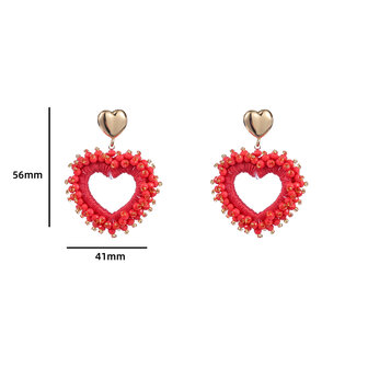 Oorbellen E4050-2 Wrapped beads heart bright coral  - Day&amp;Eve