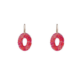 Oorbellen E3509-15 Beads oval pink mix - Day&amp;Eve