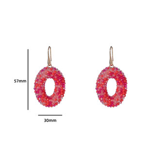 Oorbellen E3509-15 Beads oval pink mix - Day&amp;Eve