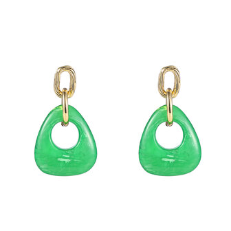 Oorbellen E4111-2 glass triangle drops green/goud - Day&amp;Eve