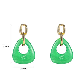 Oorbellen E4111-2 glass triangle drops green/goud - Day&amp;Eve