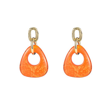 Oorbellen E4111-4 glass triangle drops oranje/goud - Day&amp;Eve