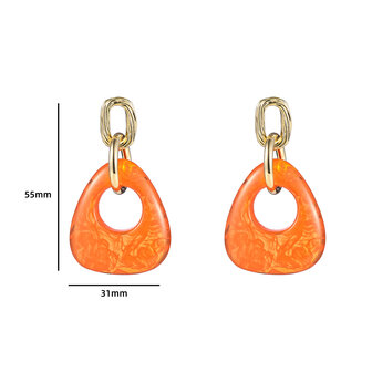 Oorbellen E4111-4 glass triangle drops oranje/goud - Day&amp;Eve