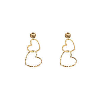 Oorbellen E4412-2 big dangling hearts goud- Day&amp;Eve 