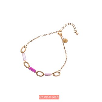 Armband B4433-2 rounds and beads bracelet lila goud - Day&amp;Eve