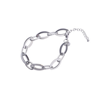 Armband B4260-1 striped link bracelet zilver- Day&amp;Eve