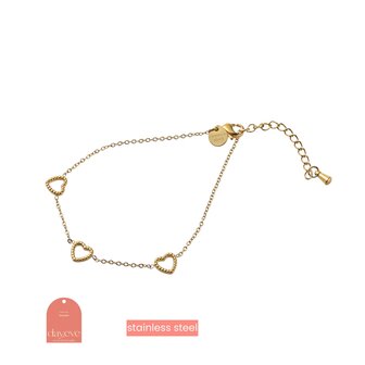 Armband B4479-2 3 dotted hearts bracelet goud - Day&amp;Eve