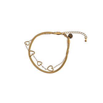 Armband B4484-2 double heart bracelet goud - Day&amp;Eve