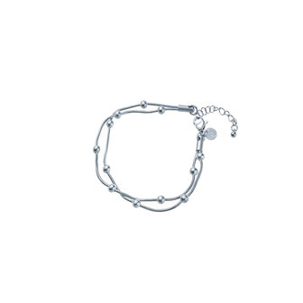 Armband B4256-1 double dots bracelet zilver- Day&amp;Eve