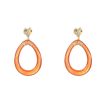 Oorbellen E4109-4 glass drop oranje/goud - Day&amp;Eve