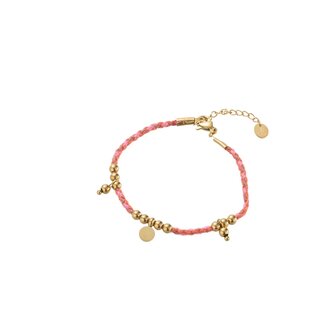 Armband B3897-5 rope and plate bead pink goud - Day&amp;Eve